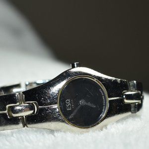ESQ by Movado Swiss Petite Silver Watch Black Face